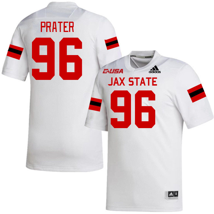 #96 Darrell Prater Jacksonville State Gamecocks College Football Jerseys Stitched-White